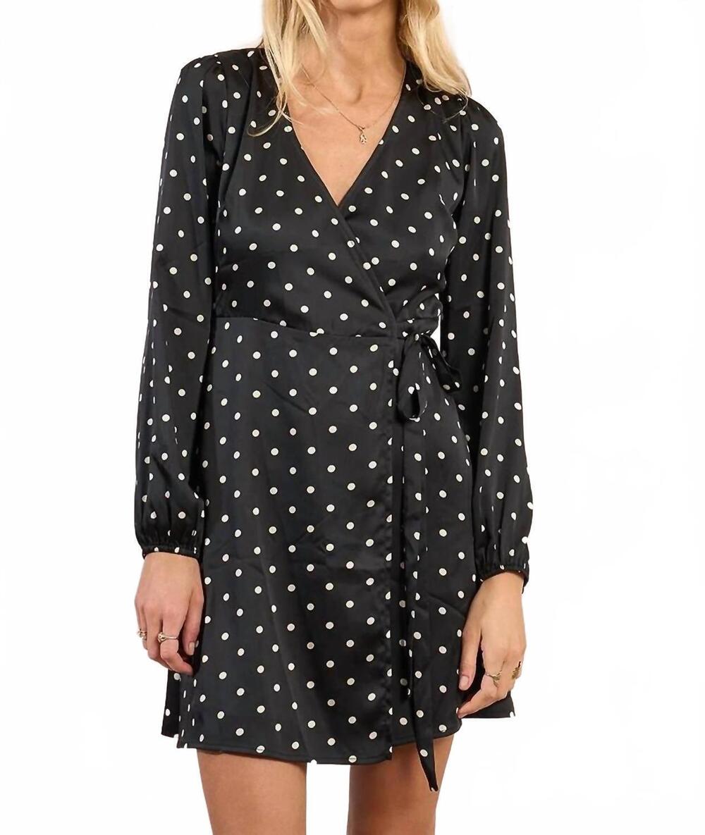 NEW MOLLY BRACKEN dot wrap mini dress in black